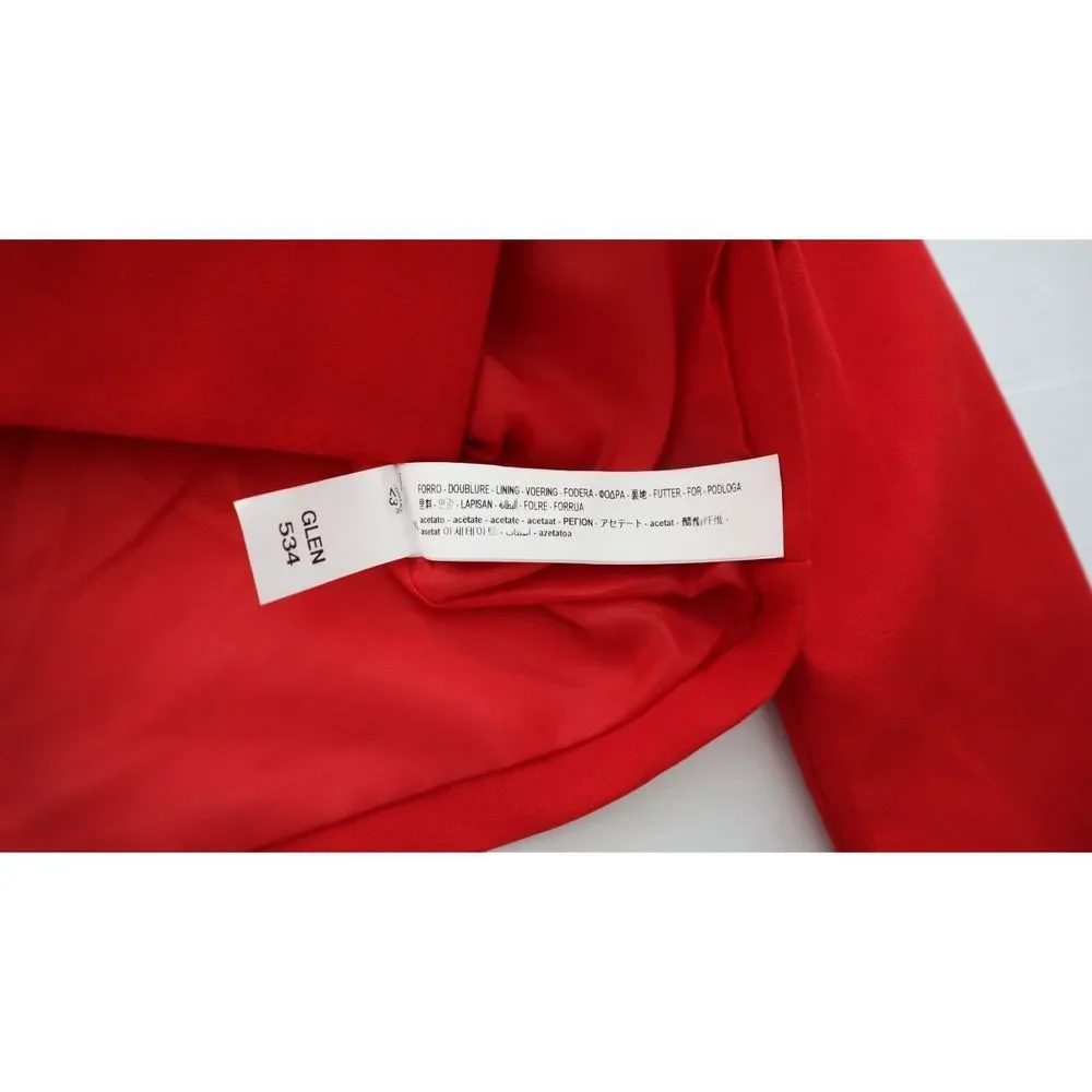 ZARA 8381/773/601 Women's Sz Small Red Cropped Peter Pan Collar Blazer $90 - Picture 3 of 6
